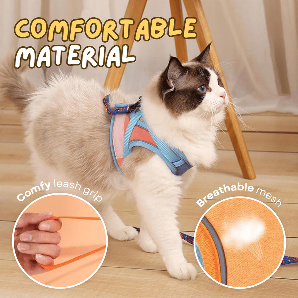 🐱 Escape-Proof Reflective Cat Harness & Leash Set