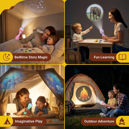 Kids Bedtime Story Projection Flashlight Toy for Learning & Fun
