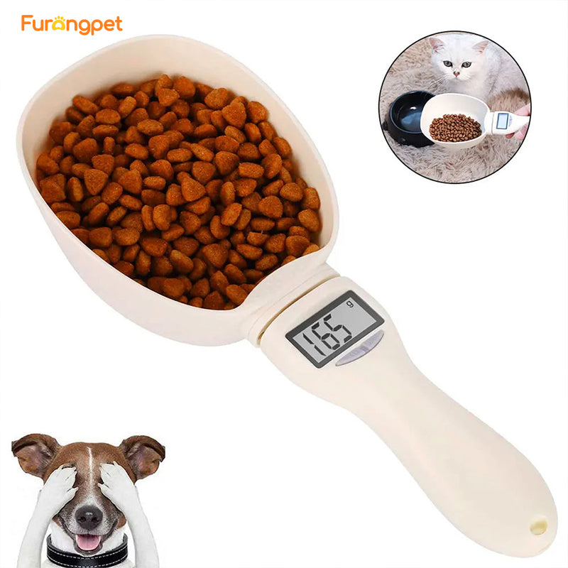 Electronic pet food measuring scoop