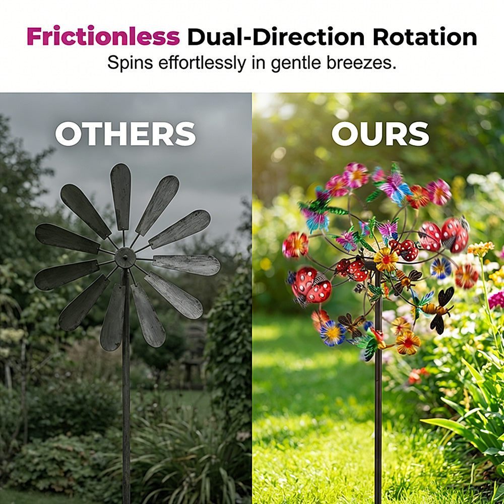 Colorful Metal Garden Wind Spinner Stake