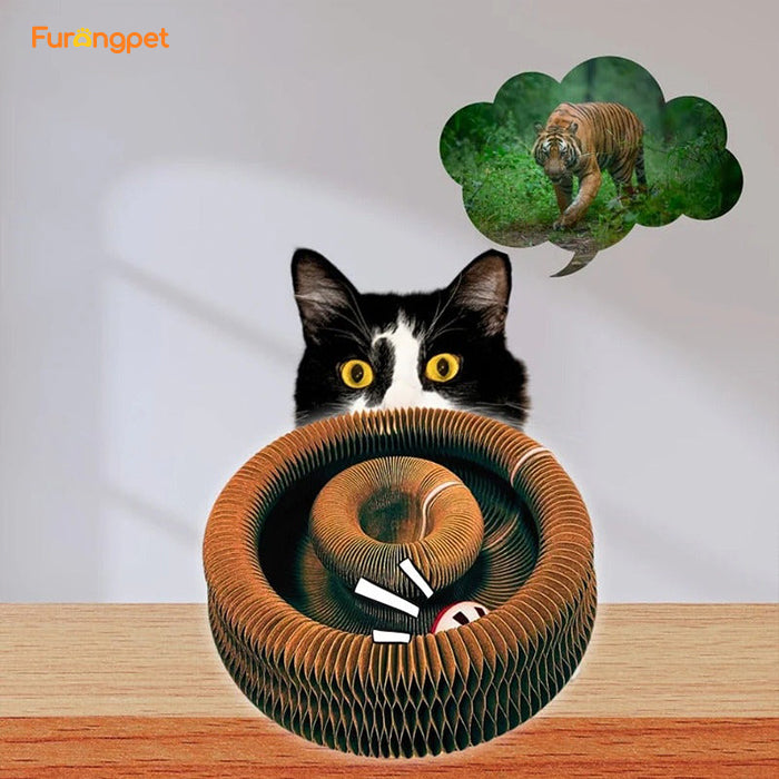 Magic Foldable Cat Scratching Board With Bell Accordion