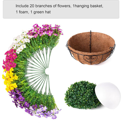 🌺 Realistic Artificial Petunia Hanging Basket