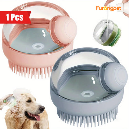 Dog Bath Brush with Soap Dispenser Silicone Bristle Pet