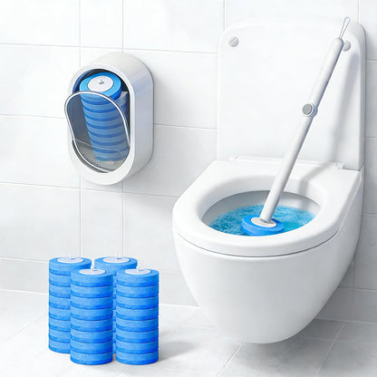 All-in-One Disposable Toilet Brush Set + 32 Extra Refill Heads Included 🧽