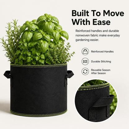 5-Pack 5-Gallon Reusable Fabric Grow Bags