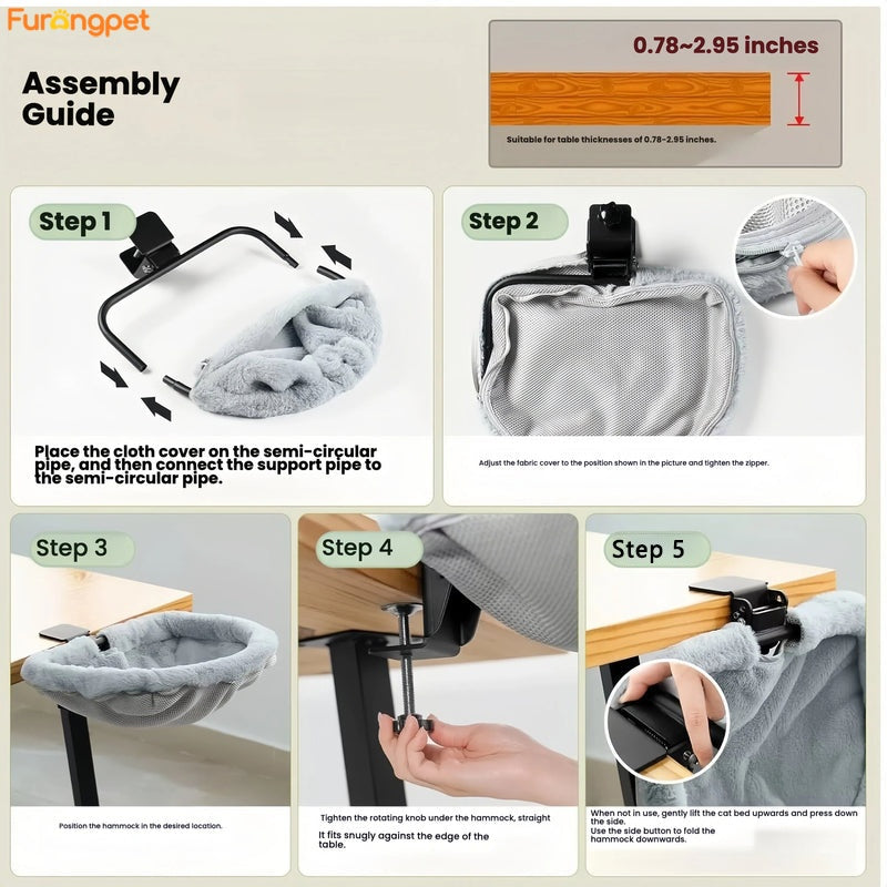 Furongpet™ Cozy Desk-Side Cat Nest