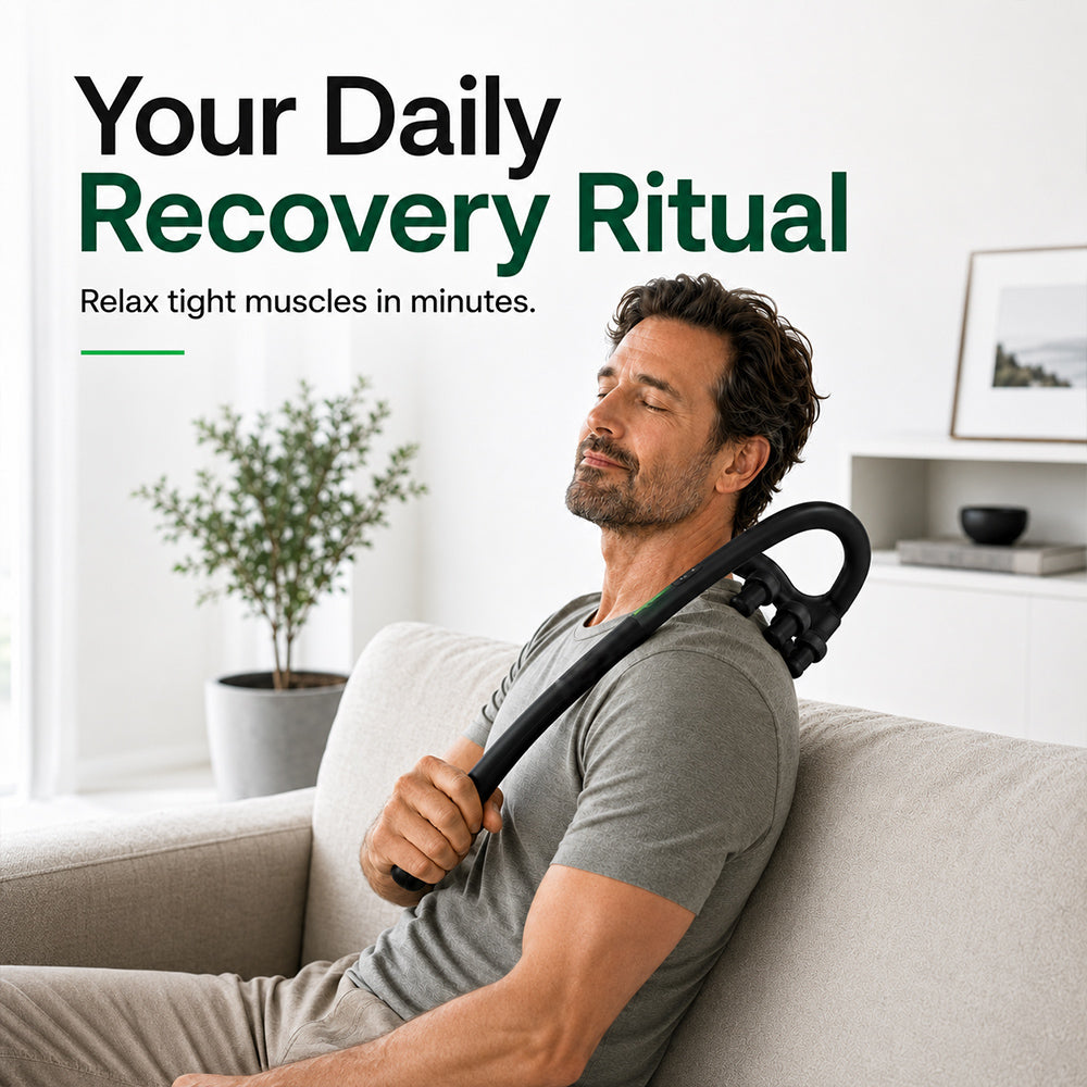 Long-Handle Deep Tissue Massage Gun for Neck, Shoulders & Back