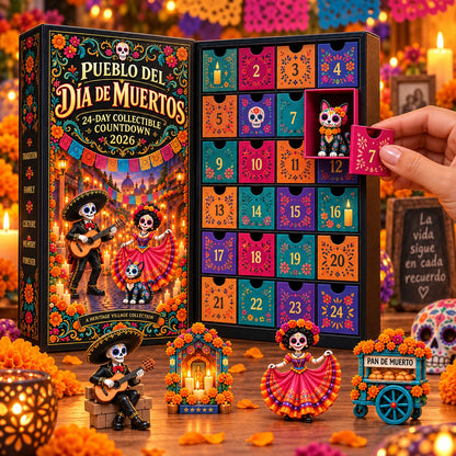💀 Pueblo del Dia de Muertos 2026 – 24-Day Day of the Dead Collectible Countdown Calendar with 24 Unique Miniatures