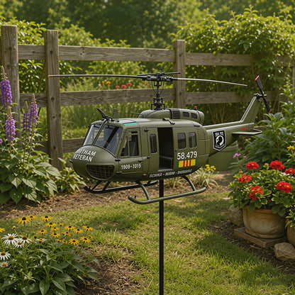 UH-1 Huey Veteran Memorial Metal Wind Spinner for Garden & Lawn