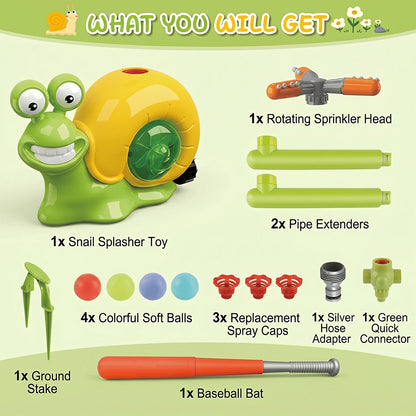 🐌 2-in-1 Snail Sprinkler Baseball Game