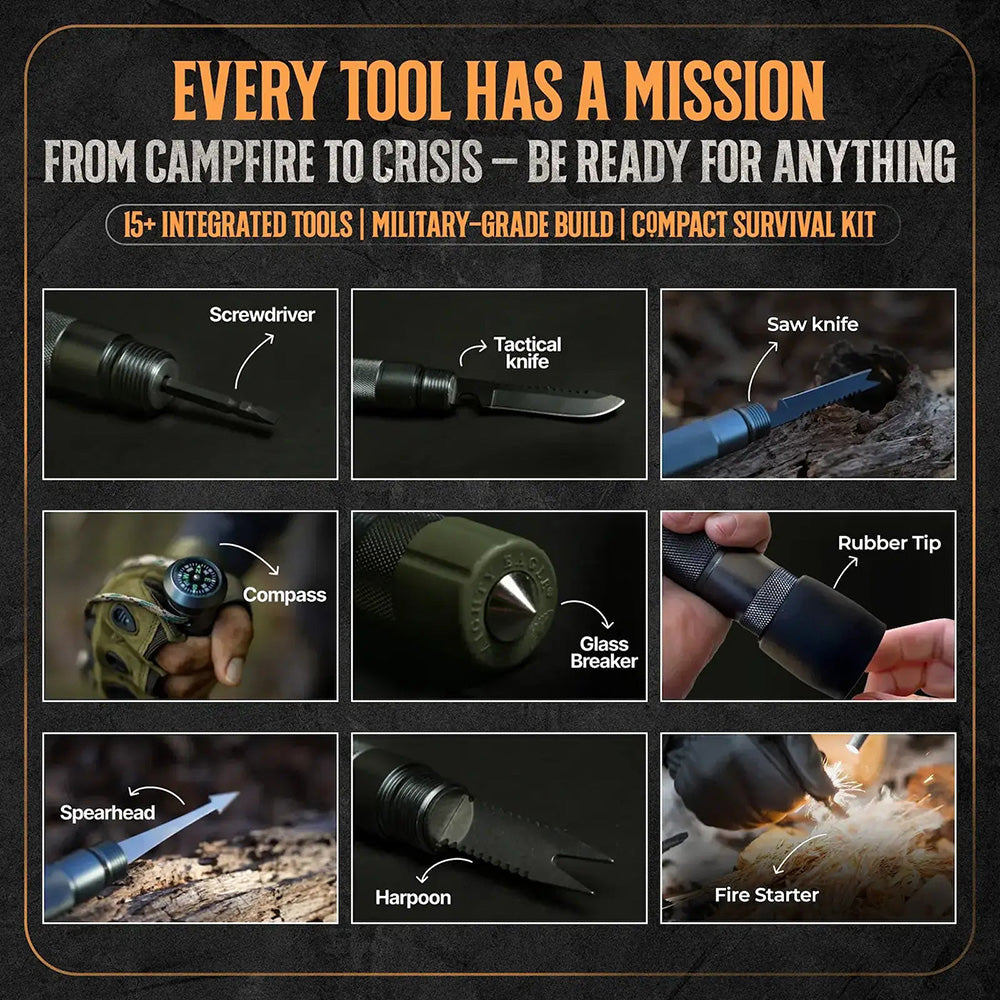 All-in-One Tactical Survival Hiking Stick