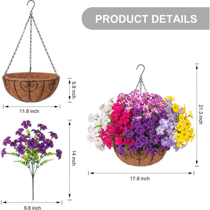 🌺 Realistic Artificial Petunia Hanging Basket