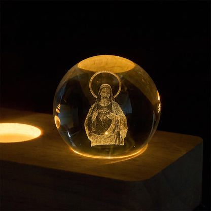 🔮3D Inner Carved Sacred Portrait Crystal Globe Light: Token of Timeless Divine Comfort