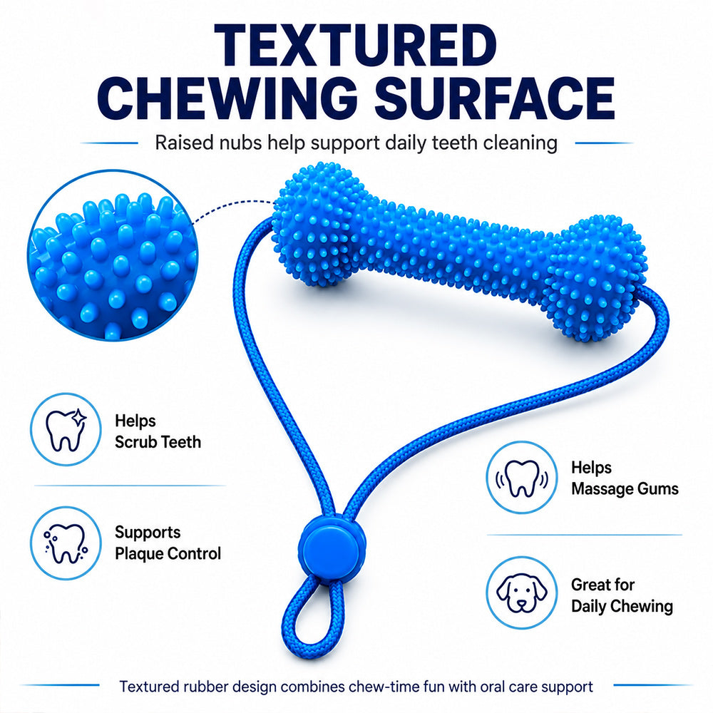 🐶 Adjustable Dog Tooth Cleaning Chew Stick – Durable Rubber Dental Toy for Easy Oral Care