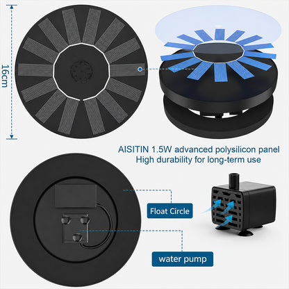 🌞2026 Upgrade 3.5W Solar Birdbath Pump with Color LED Lights💡