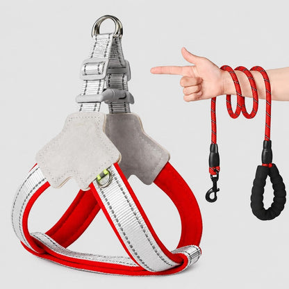 Night Safety Reflective Dog Harness & Leash Walking Kit