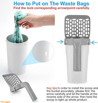 Self-Cleaning Cat Litter Scoop with Integrated Waste Bin