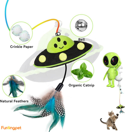 🐱Laser Cat Toys for Indoor Cats🐈2 in 1 Interactive Automatic Dual Laser & Catnip UFO Dangler