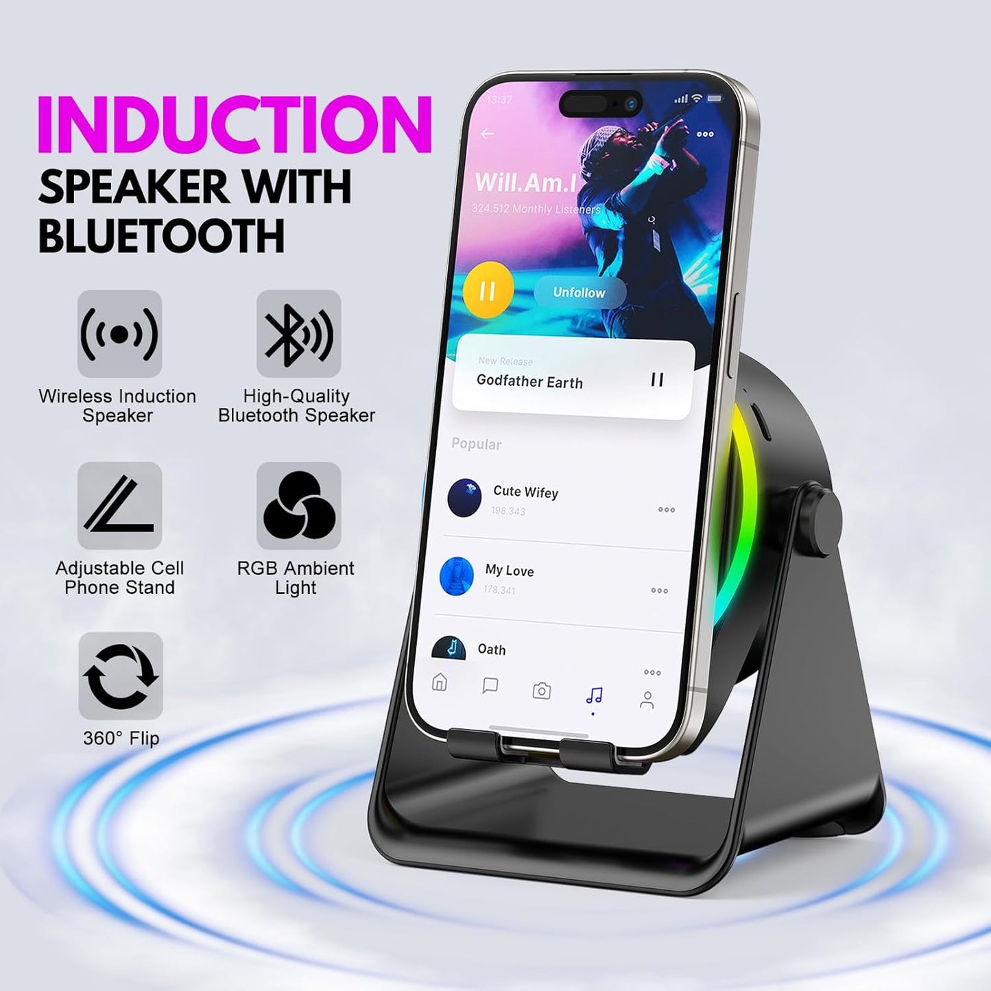 5-in-1 Wireless Bluetooth Speaker with RGB Light