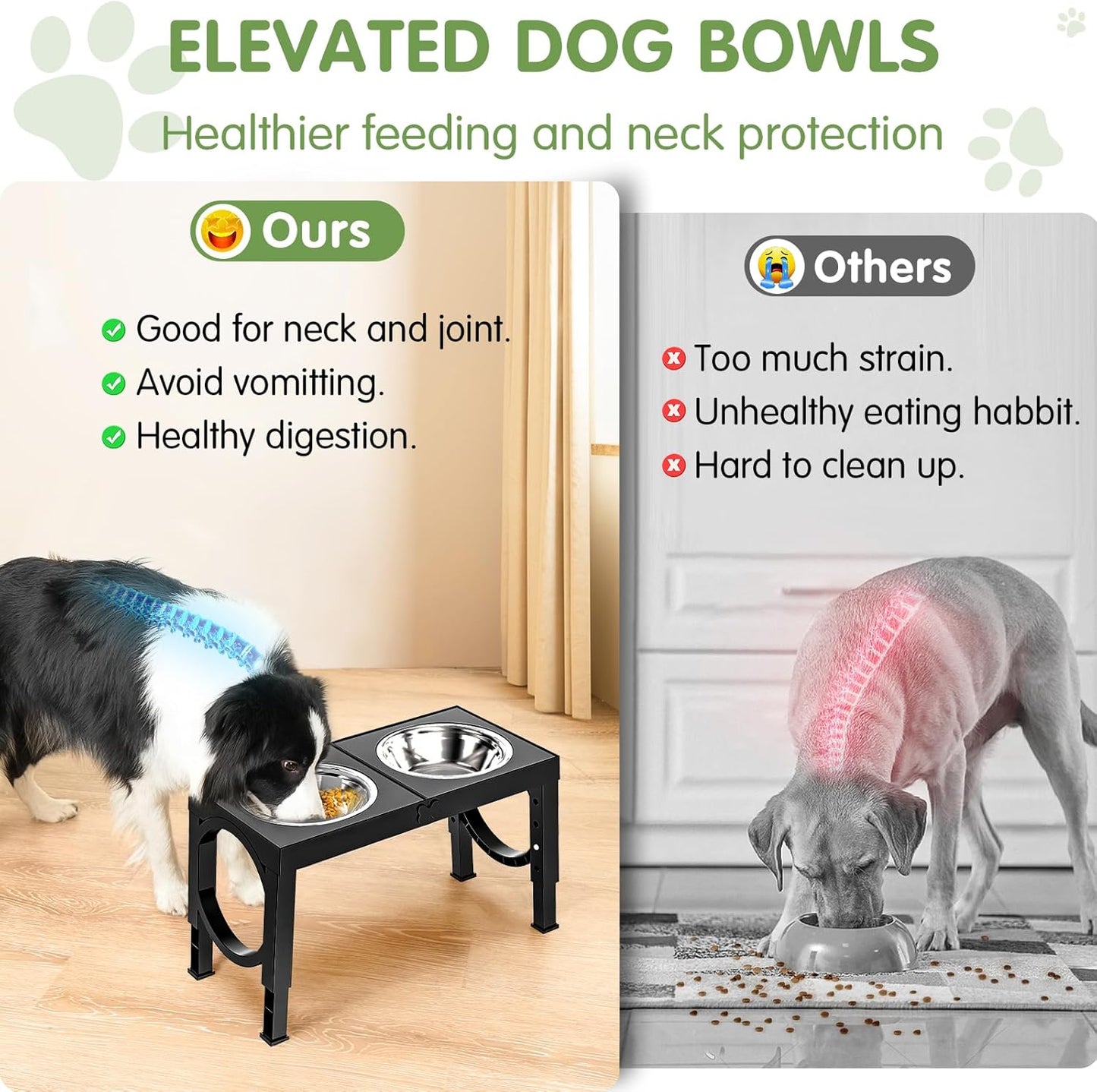 Furongpet™ Adjustable Elevated Dog Bowls with 5 Heights