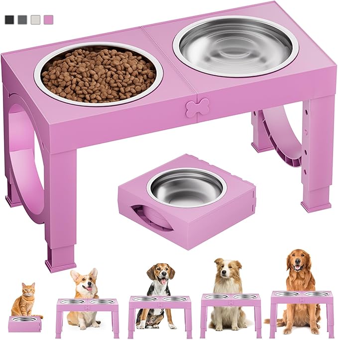 Furongpet™ Adjustable Elevated Dog Bowls with 5 Heights