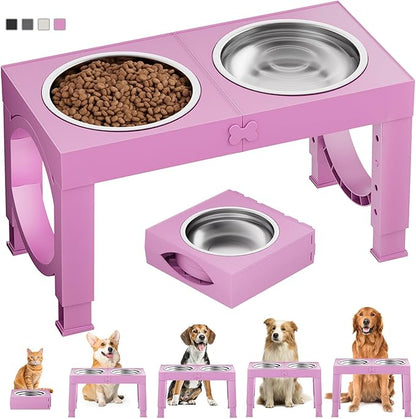 Furongpet™ Adjustable Elevated Dog Bowls with 5 Heights