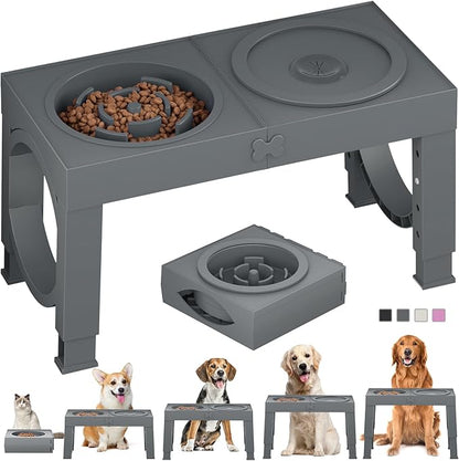 Furongpet™ Adjustable Elevated Dog Bowls with 5 Heights