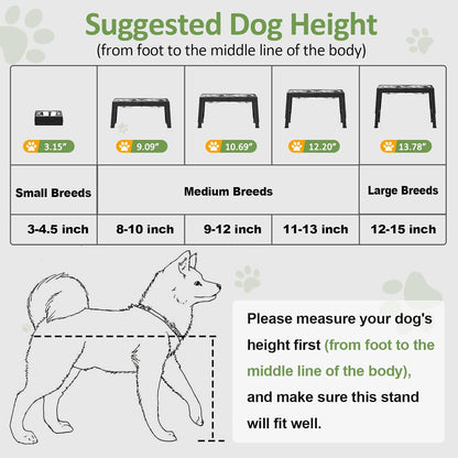 Furongpet™ Adjustable Elevated Dog Bowls with 5 Heights
