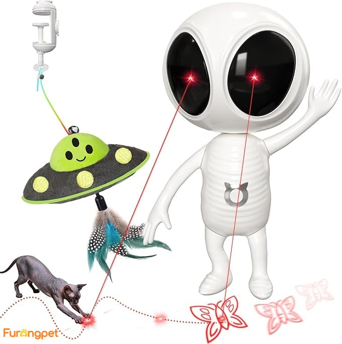 🐱Laser Cat Toys for Indoor Cats🐈2 in 1 Interactive Automatic Dual Laser & Catnip UFO Dangler