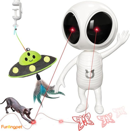 🐱Laser Cat Toys for Indoor Cats🐈2 in 1 Interactive Automatic Dual Laser & Catnip UFO Dangler