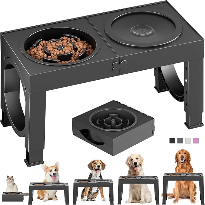 Furongpet™ Adjustable Elevated Dog Bowls with 5 Heights