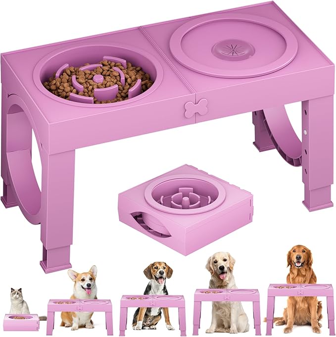 Furongpet™ Adjustable Elevated Dog Bowls with 5 Heights