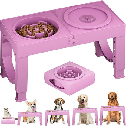 Furongpet™ Adjustable Elevated Dog Bowls with 5 Heights