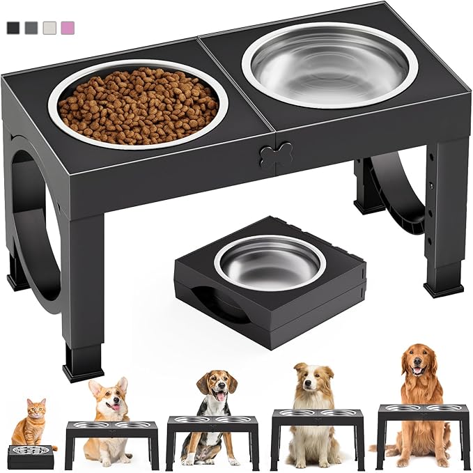 Furongpet™ Adjustable Elevated Dog Bowls with 5 Heights