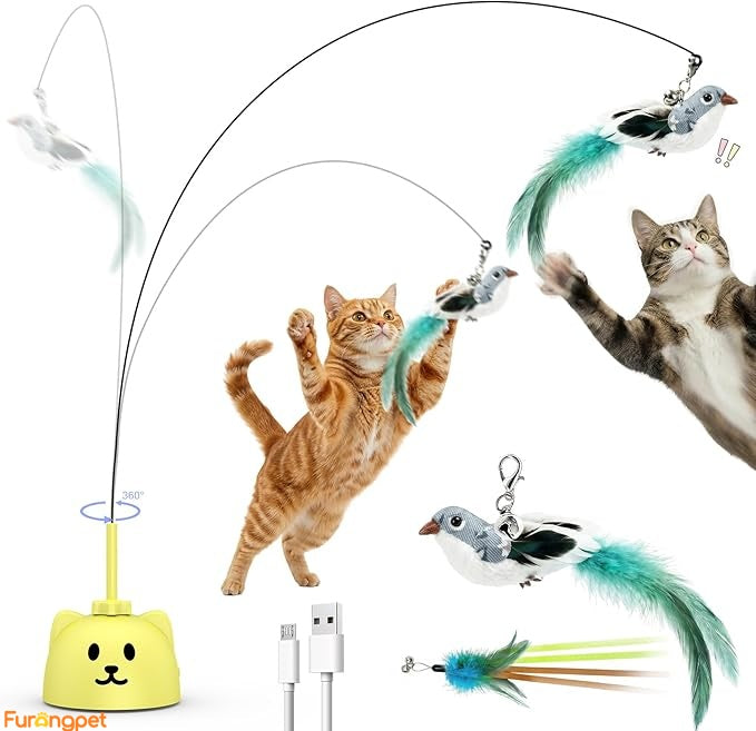 Interactive Flying Bird Cat Toy – USB Rechargeable, Motion Activated Self-Play Teaser for Indoor Cats