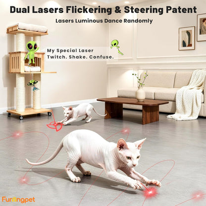 🐱Laser Cat Toys for Indoor Cats🐈2 in 1 Interactive Automatic Dual Laser & Catnip UFO Dangler