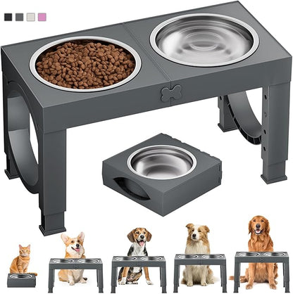 Furongpet™ Adjustable Elevated Dog Bowls with 5 Heights