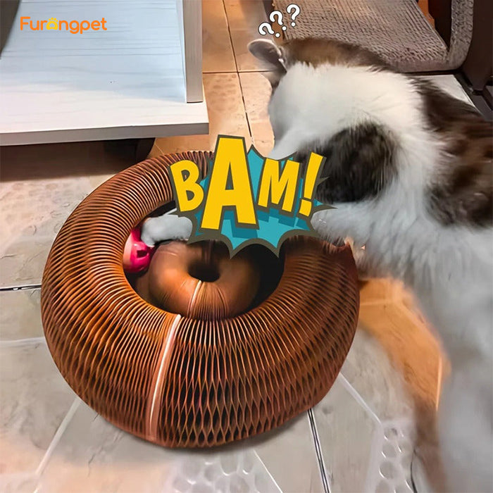 Magic Foldable Cat Scratching Board With Bell Accordion
