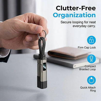 4-in-1 Digital Display Keychain Cable | Fast Charge, Compact