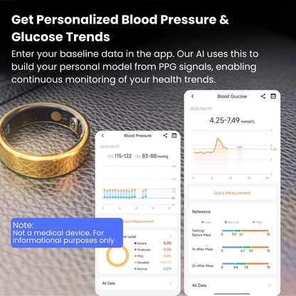24/7 Health Tracking Smart Ring – Blood Sugar | BP | Sleep | SpO₂ | HRV 📊