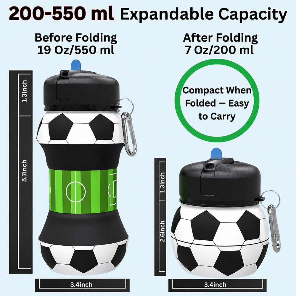 Collapsible Soccer Water Bottle for Kids
