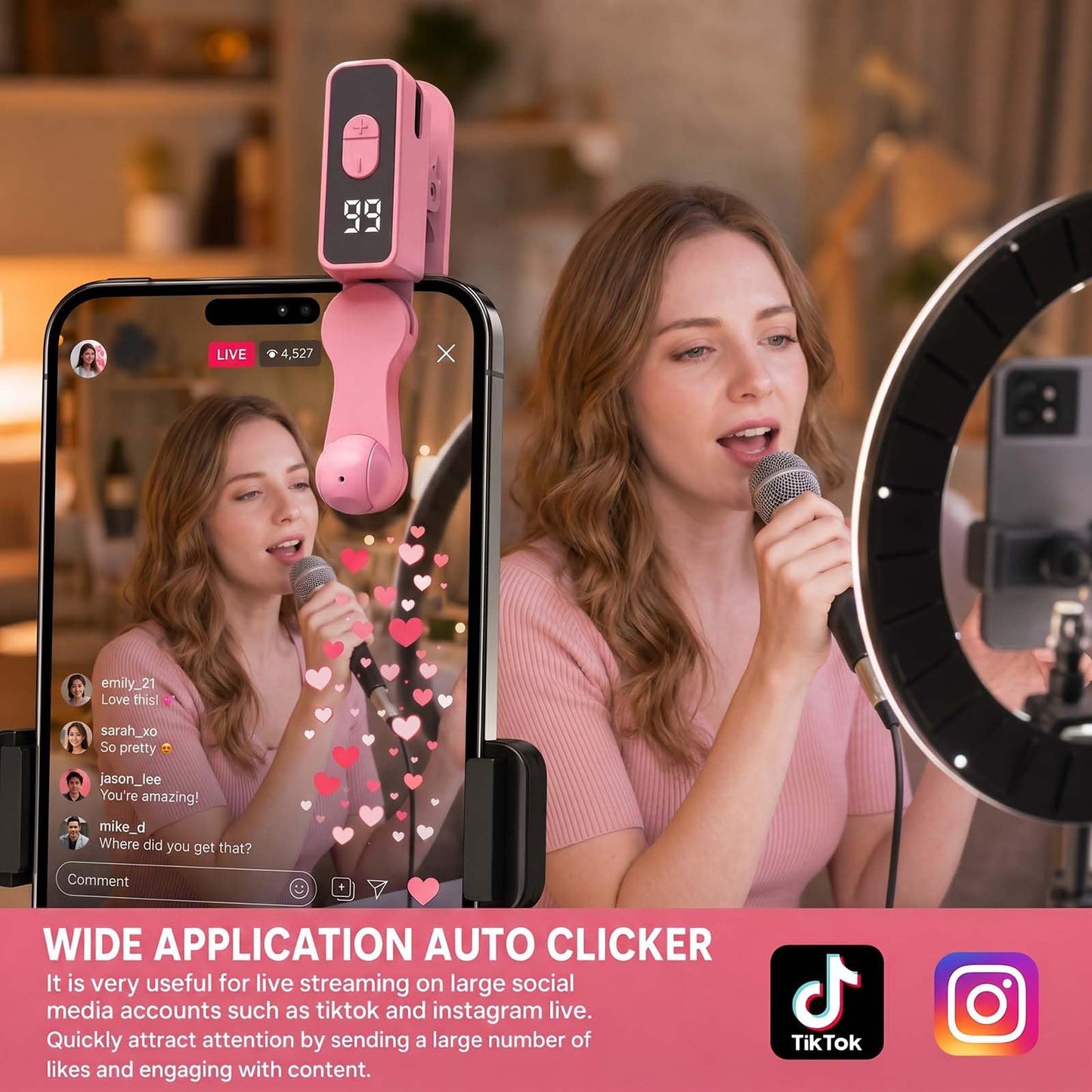 Rechargeable Auto Screen Tapper for TikTok, iPhone, iPad & Android, 107 Adjustable Speeds