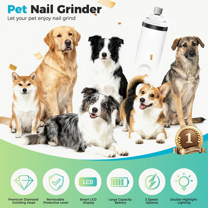 Upgraded Silent Dog Nail Grinder with 3 Speeds & LED Light