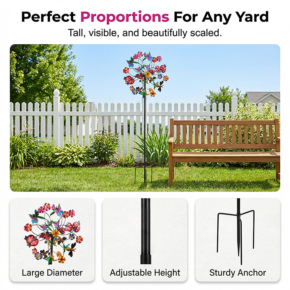 Colorful Metal Garden Wind Spinner Stake