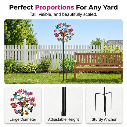 Colorful Metal Garden Wind Spinner Stake