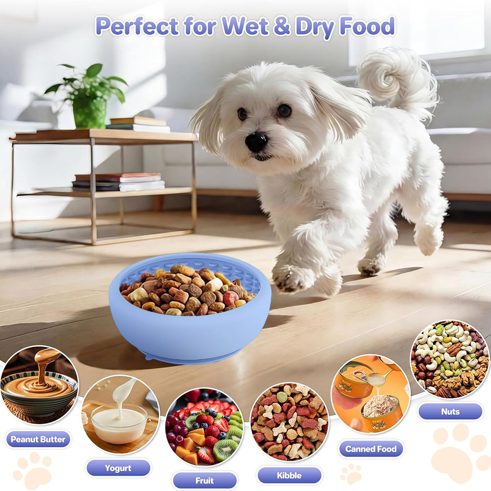 Slow Feeder Bowl for Dogs – Food-Grade Silicone Lick Mat with Suction Cups