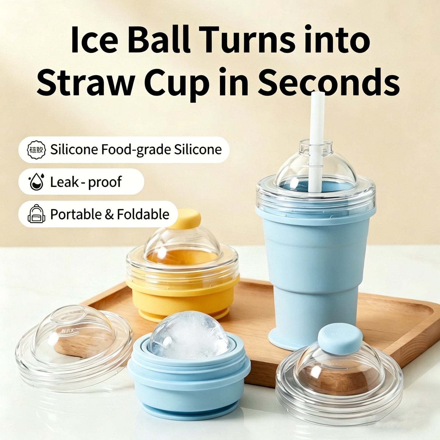 Collapsible Silicone Ice Ball Drinking Cup