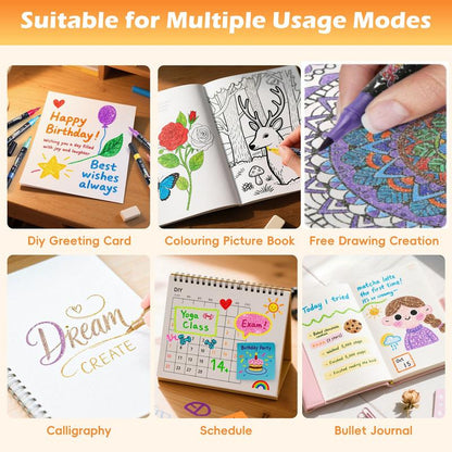 Glitter Effect Brush Markers – Vibrant Sparkle Art Pens for Drawing & Coloring