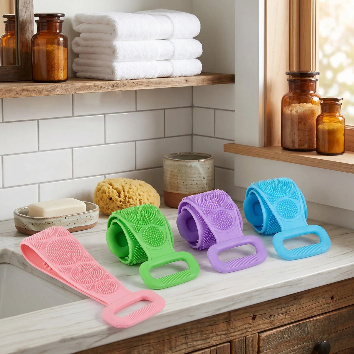 🛁 2-in-1 Double-Sided Silicone Back Scrubber