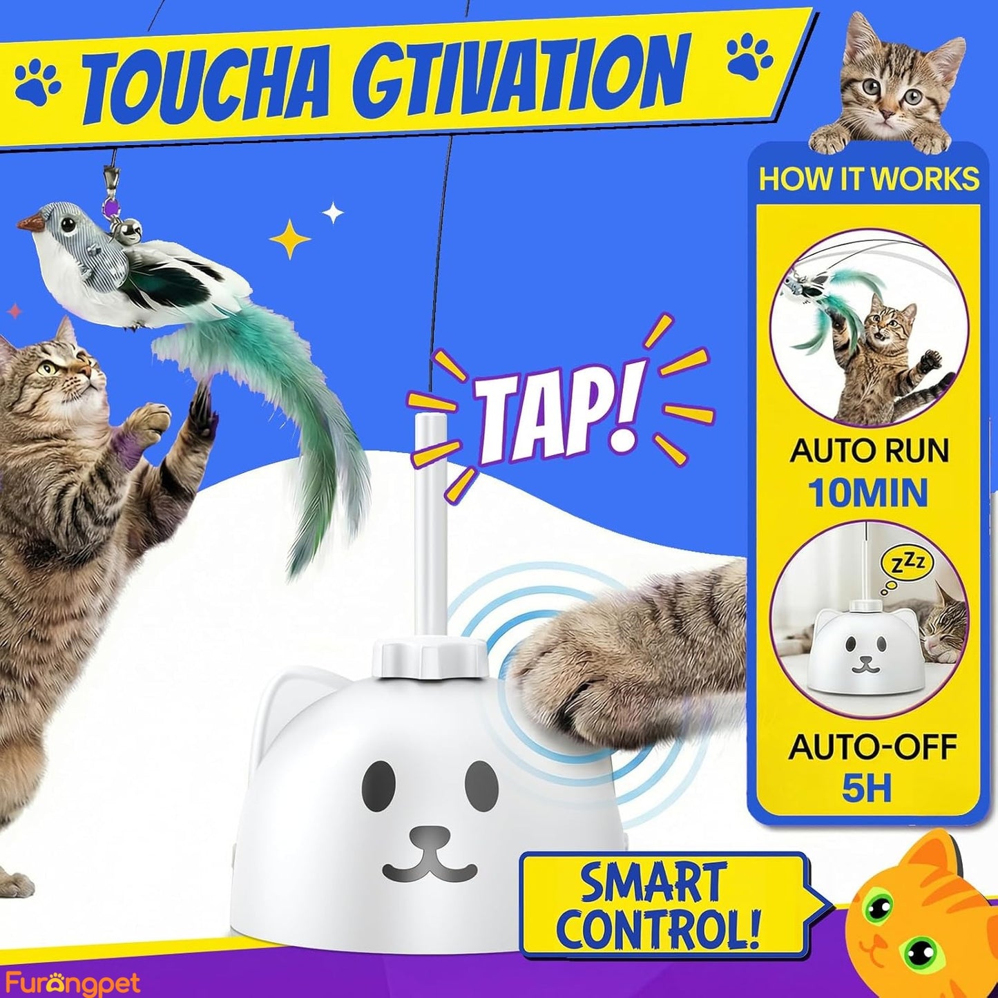 Interactive Flying Bird Cat Toy – USB Rechargeable, Motion Activated Self-Play Teaser for Indoor Cats